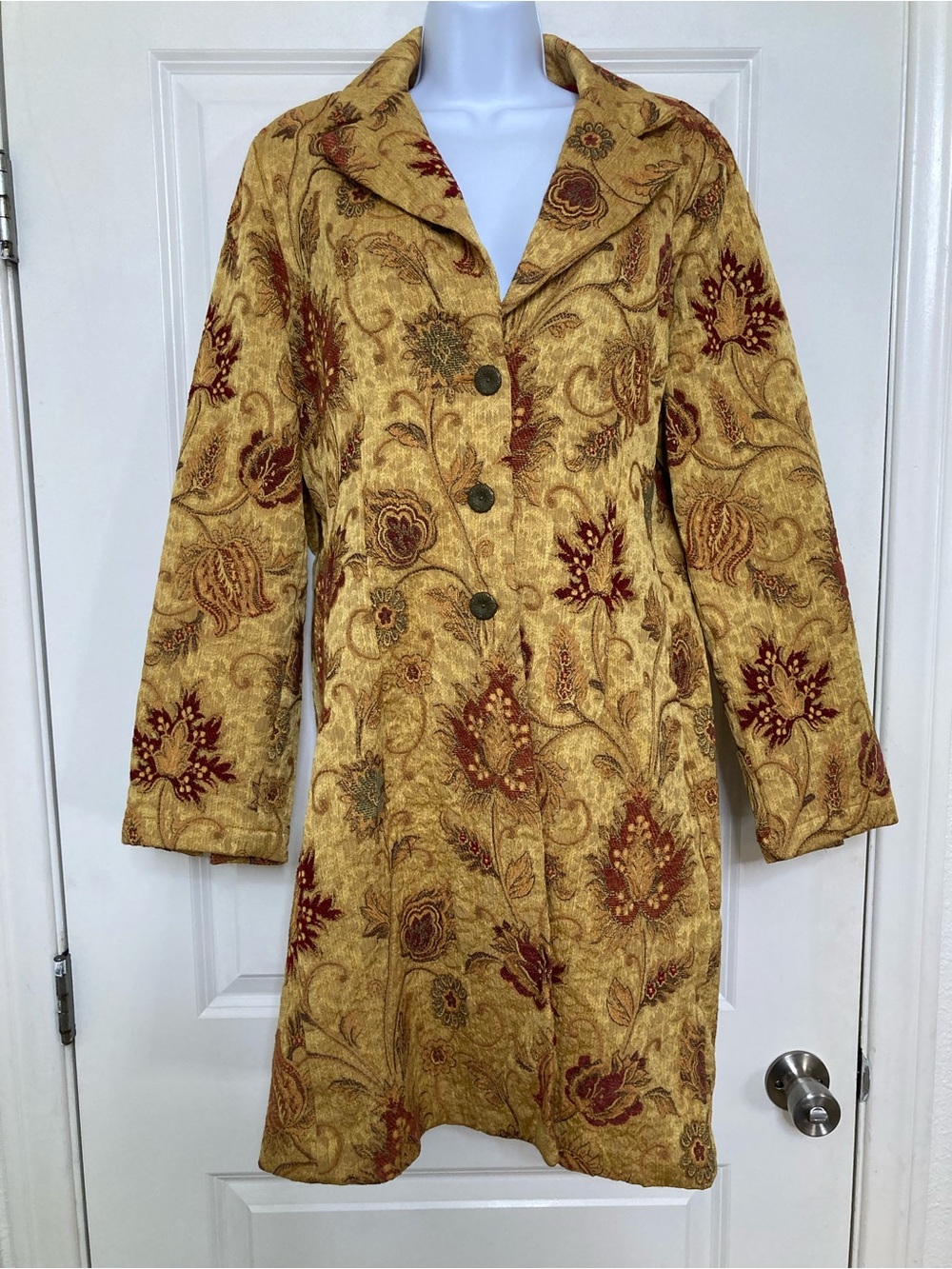Vintage CAbi Guinevere Tapestry Brocade Floral Jacket Size 14 Edwardian Boho